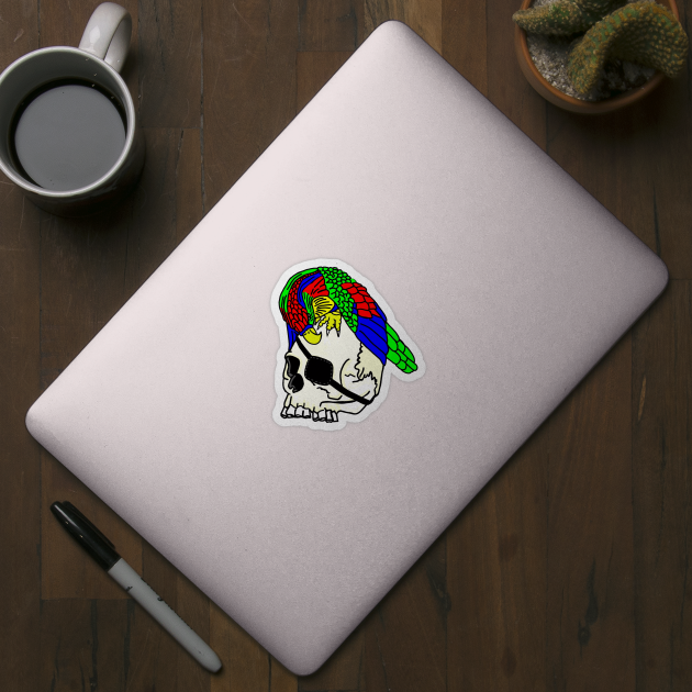 Pirate Skull and Parrot by imphavok